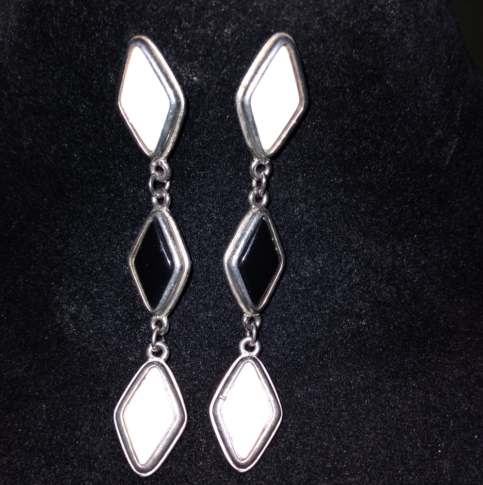 Black and White Dangle Earrings